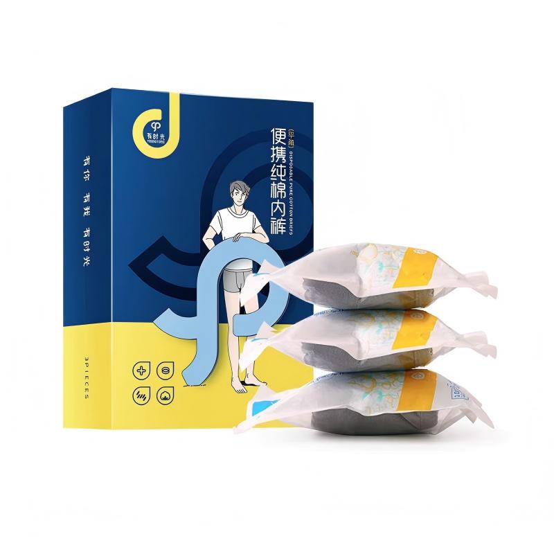 Youngtime Disposable Cotton Men Underwear Gray L 3pcs
