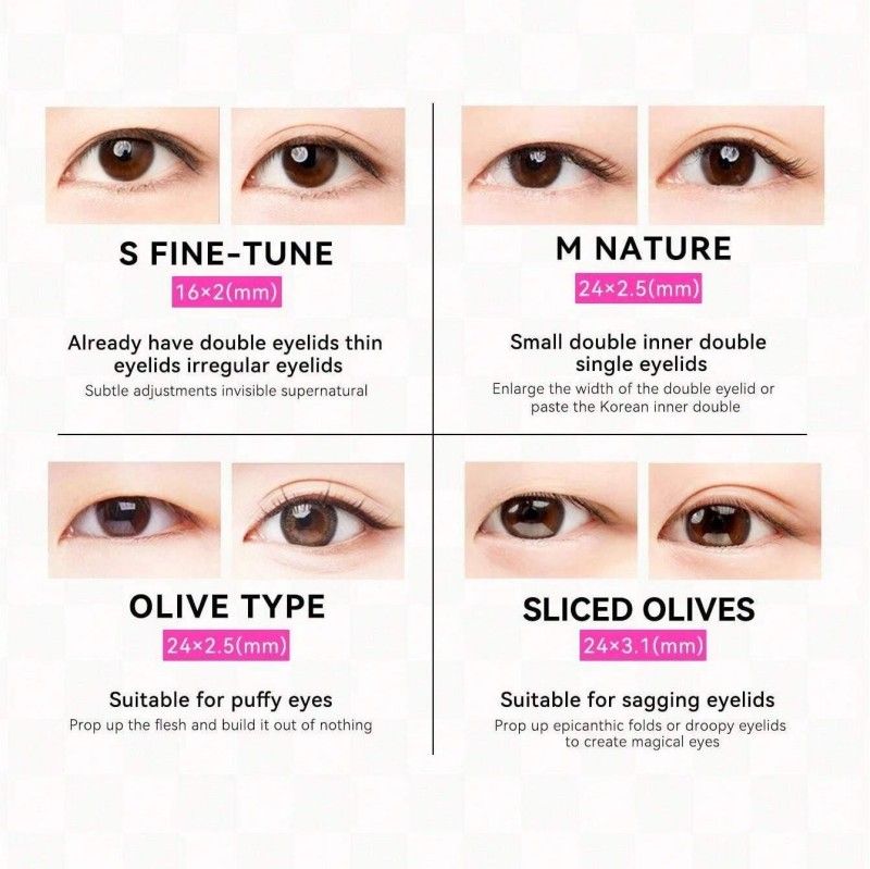 Arrebol Pink Punk Invisible Double Eyelid Sticker Olive Type