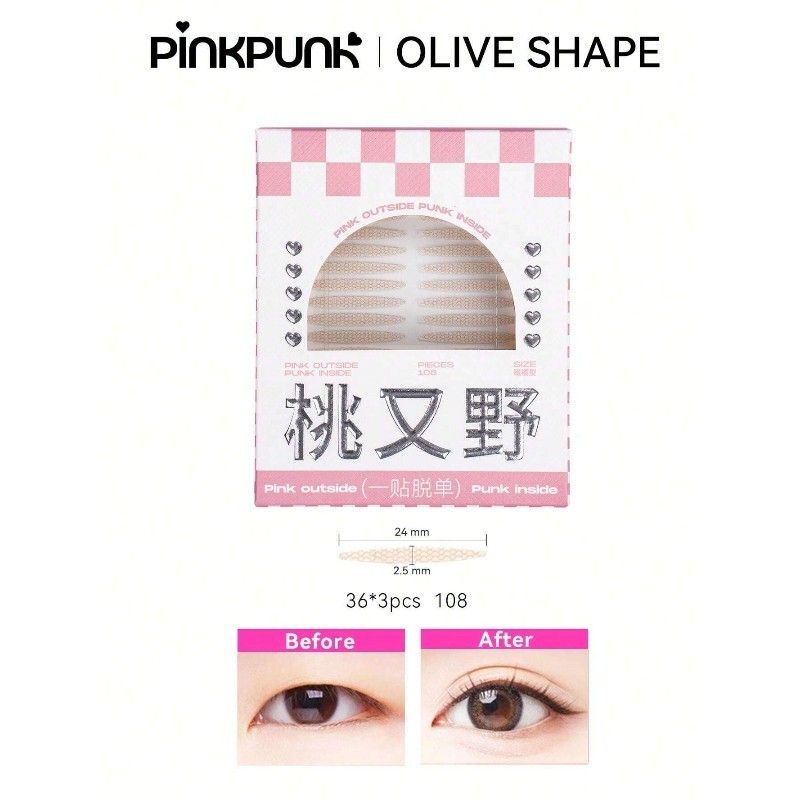 Arrebol Pink Punk Invisible Double Eyelid Sticker Olive Type