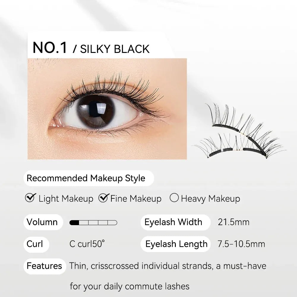 Wosado Magnetic False Eyelashes Silky Black
