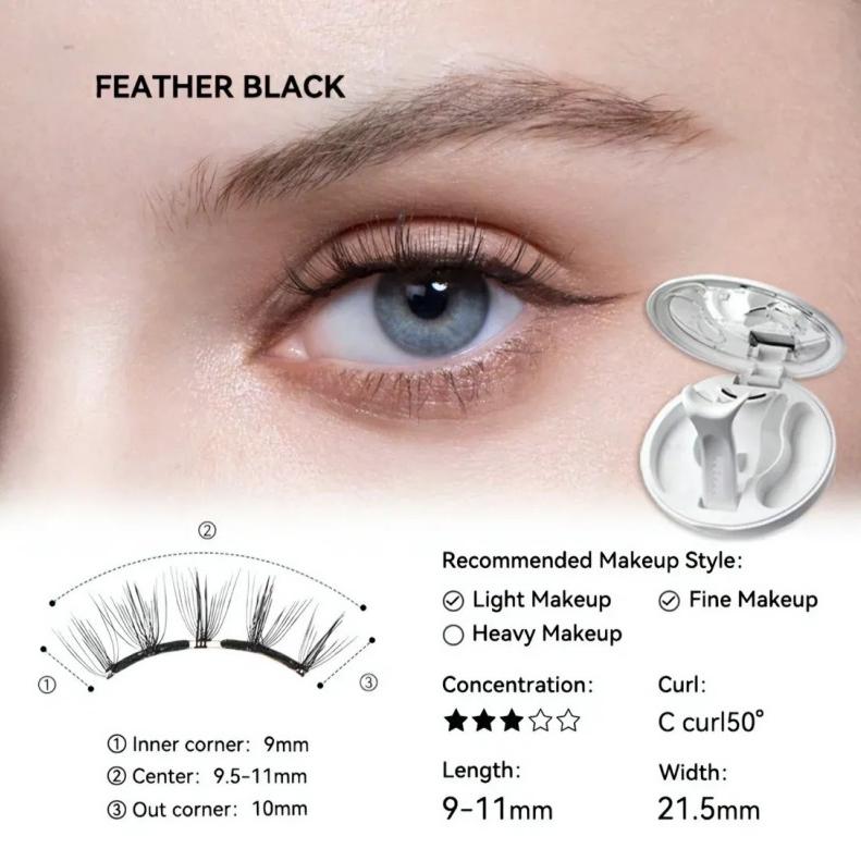 Wosado Soft Magnetic False Eyelash Bearisbug Feather Black