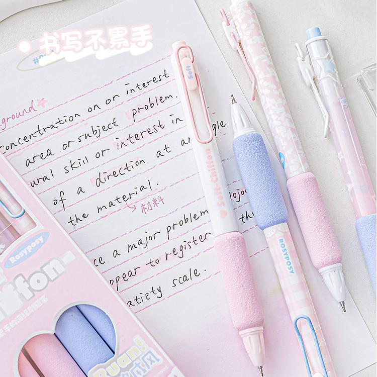 Rosy Posy Soft Chiffon Sponge Gel Pen Pink 4pcs