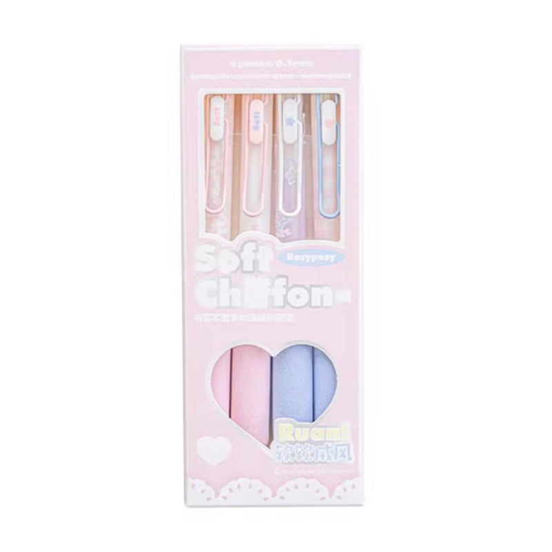 Rosy Posy Soft Chiffon Sponge Gel Pen Pink 4pcs