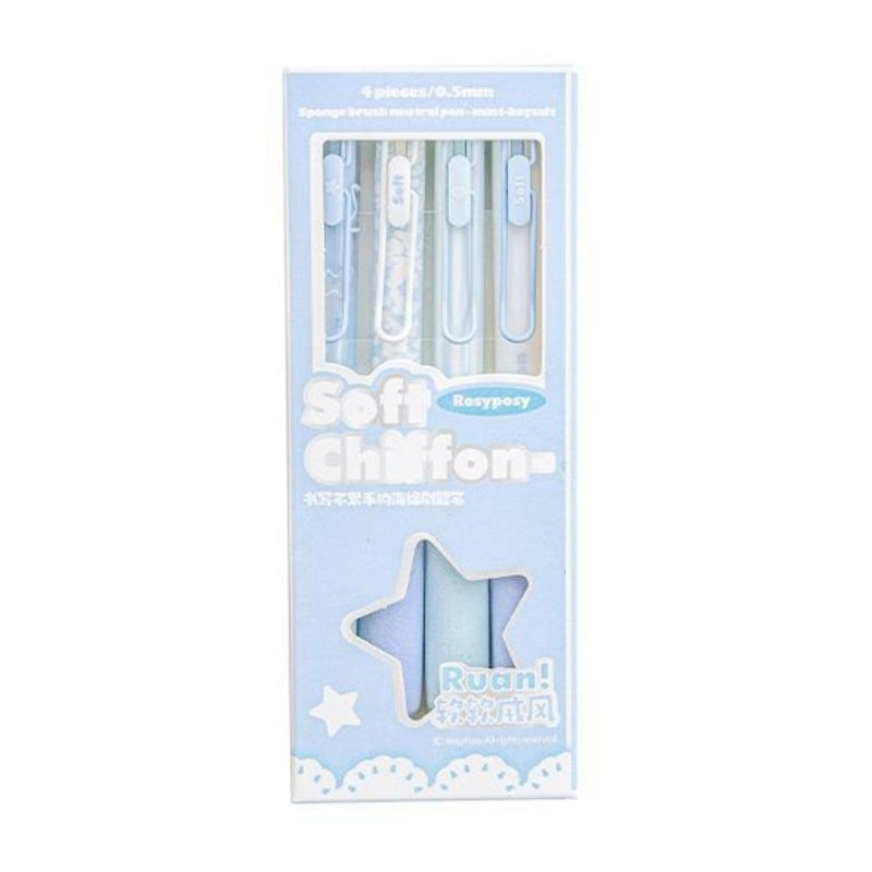 Rosy Posy Soft Chiffon Sponge Gel Pen Blue 4pcs