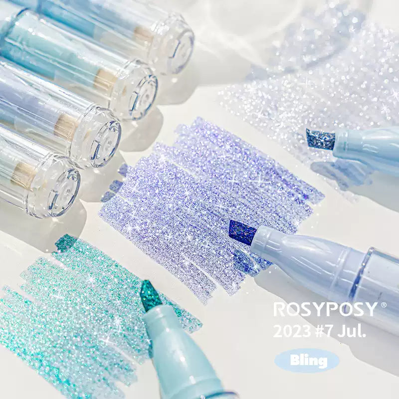 Rosy Posy Cameo Shell Glitter Highlighter Markers 4pcs