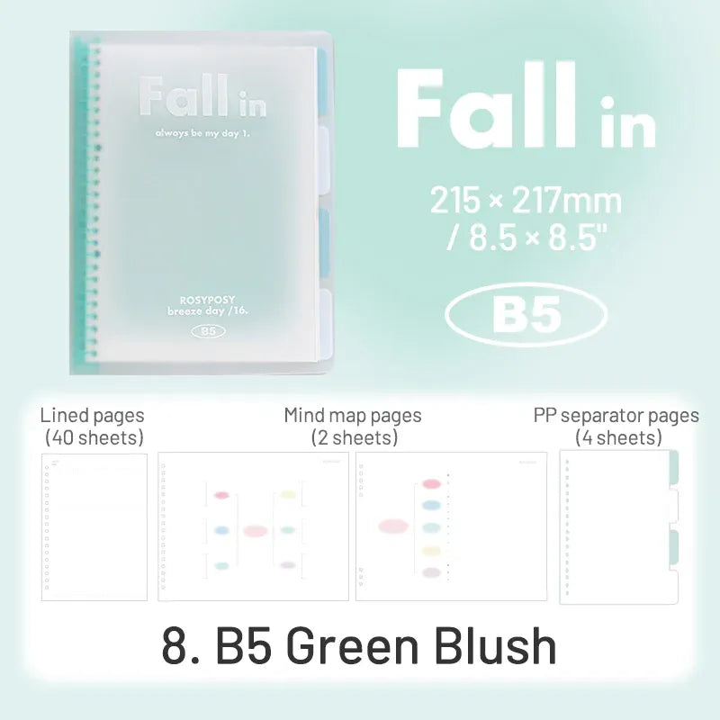 Rosy Posy Fall In Blush Loose-Leaf B5 Notebook Ocean Moon