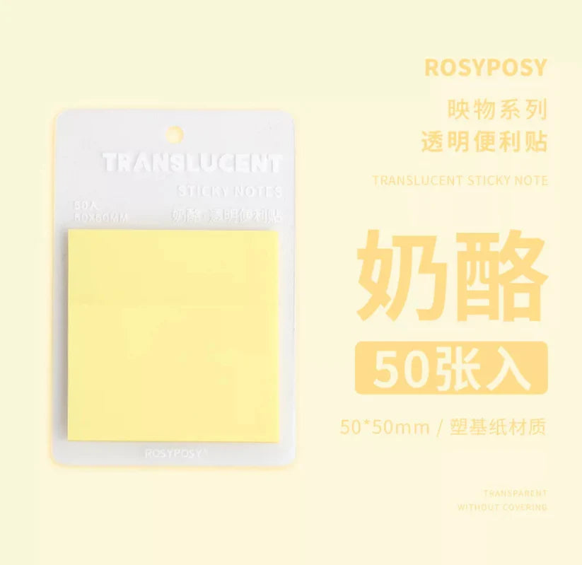 Rosy Posy Coloured Transparent Sticky Notes Yellow