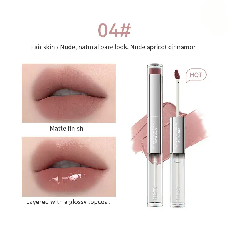 AZTK Candy Floss Dual-Ended Touch Lip Gloss #04 Nude Apricot