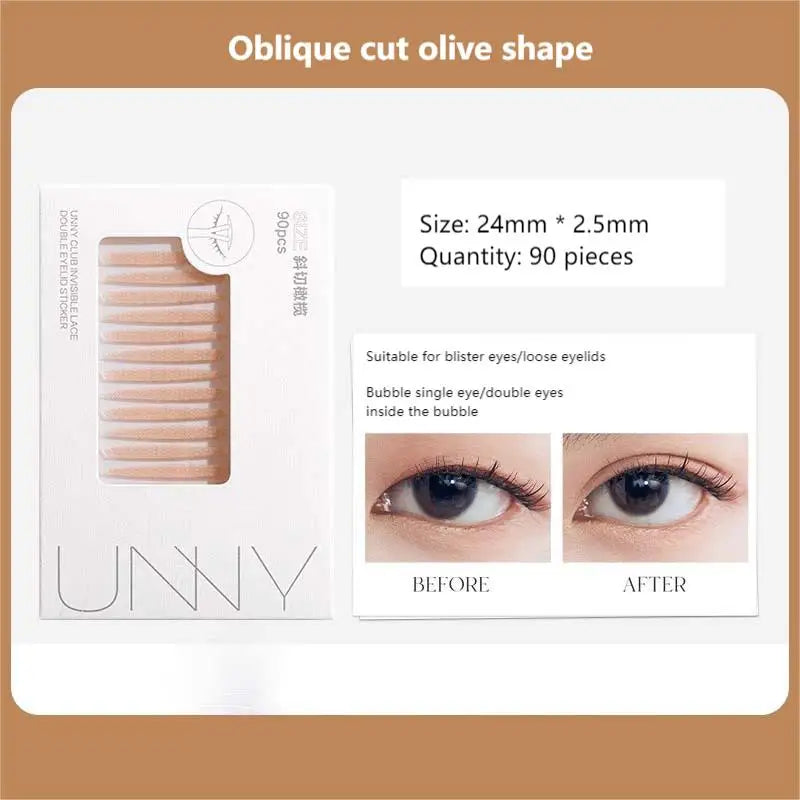 Unny Invisible Double Eyelid Tape Oblique Cut Olive