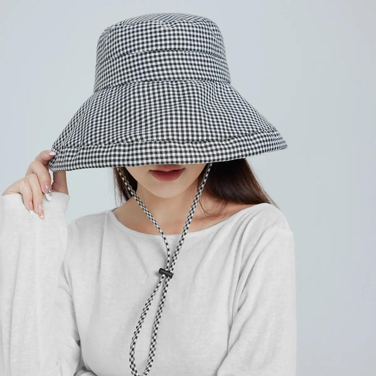 Zauo Sun Protection Bucket Hat Houndstooth Version