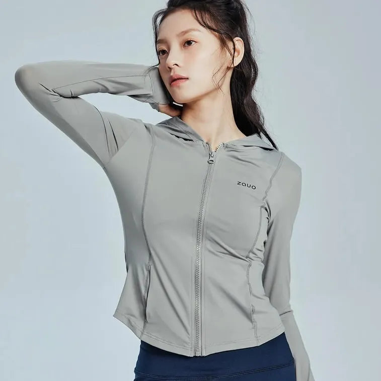 Zauo Slim Fit Sun Protection Clothing Jacket Gray M