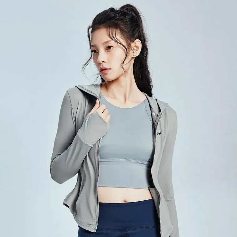 Zauo Slim Fit Sun Protection Clothing Jacket Gray M