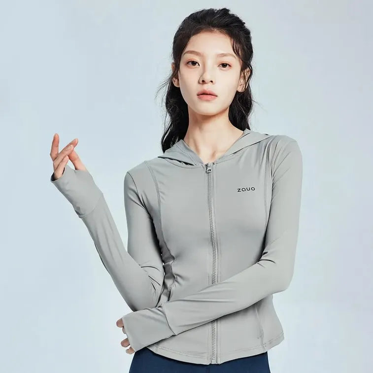 Zauo Slim Fit Sun Protection Clothing Jacket Gray M