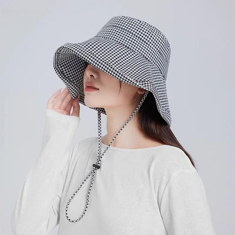 Zauo Sun Protection Bucket Hat Houndstooth Pattern