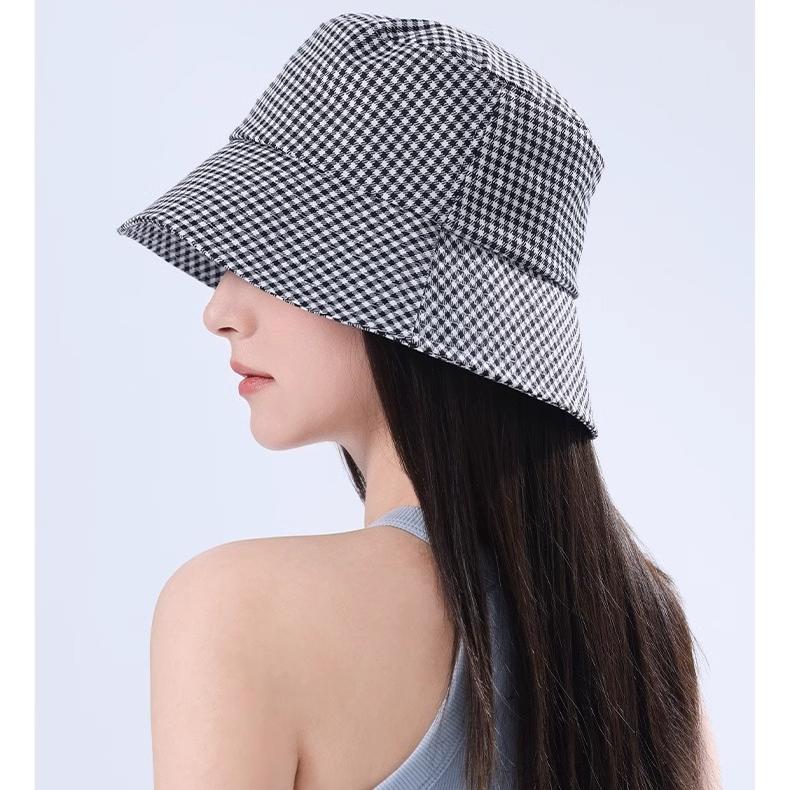 Zauo Sun Protection Bucket Hat Houndstooth Pattern