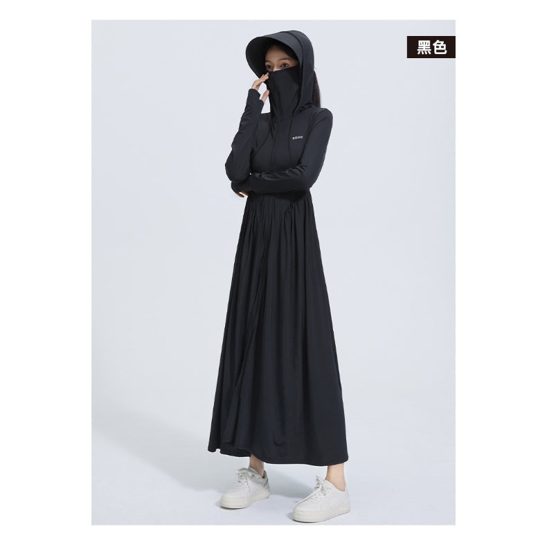 Zauo Cool Sensation Sunscreen Long Dress Black M