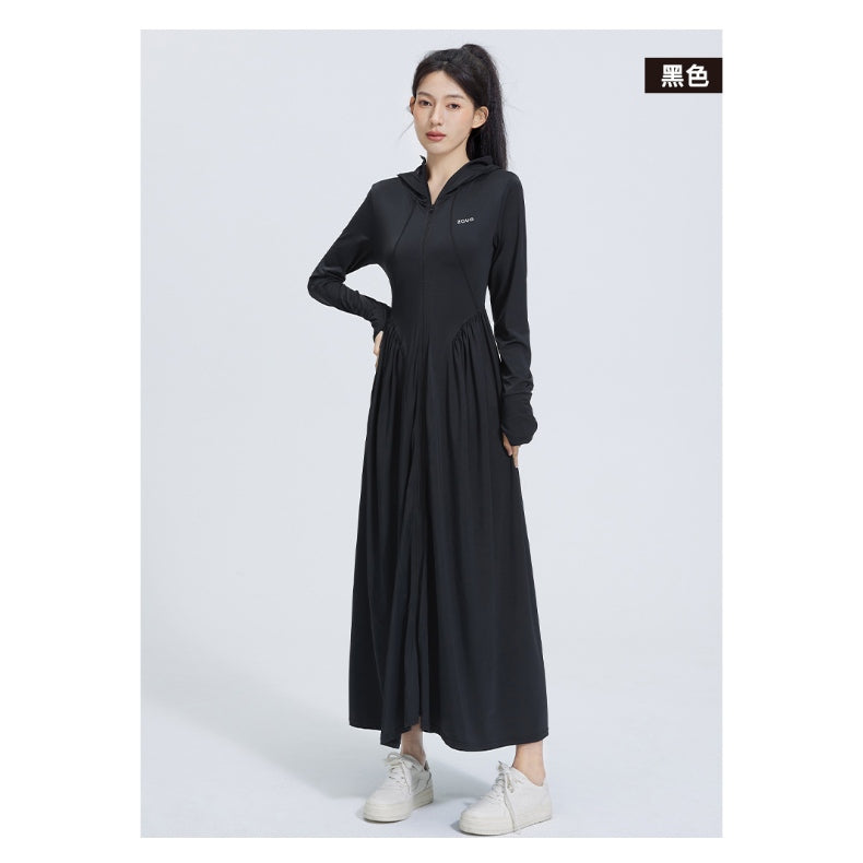 Zauo Cool Sensation Sunscreen Long Dress Black M