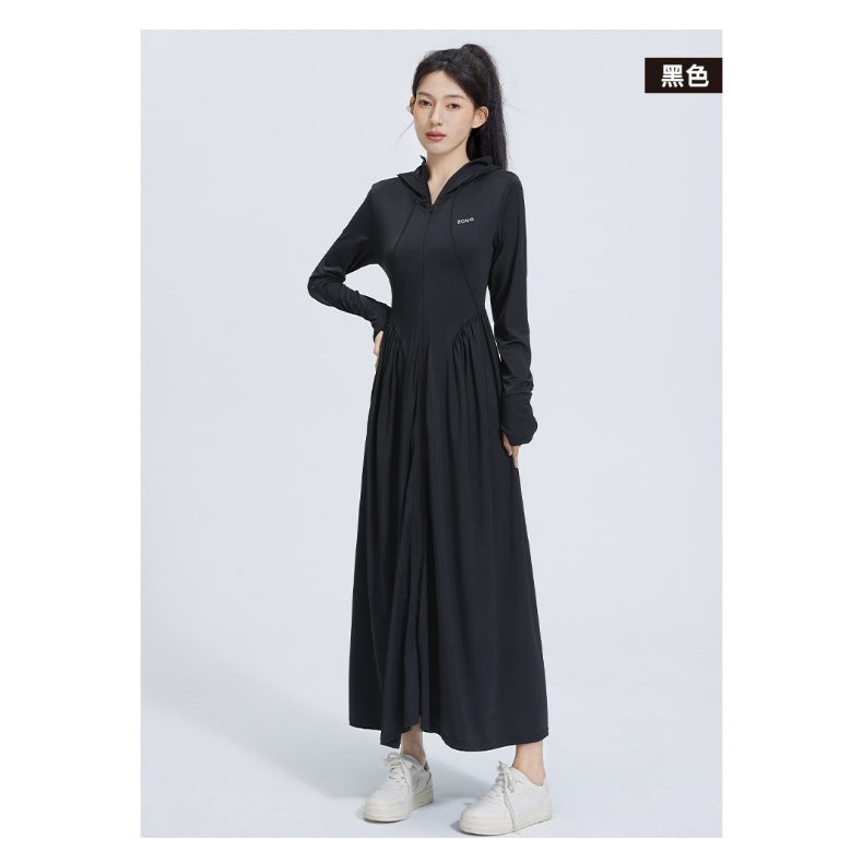 Zauo Cool Sensation Sunscreen Long Dress Black M