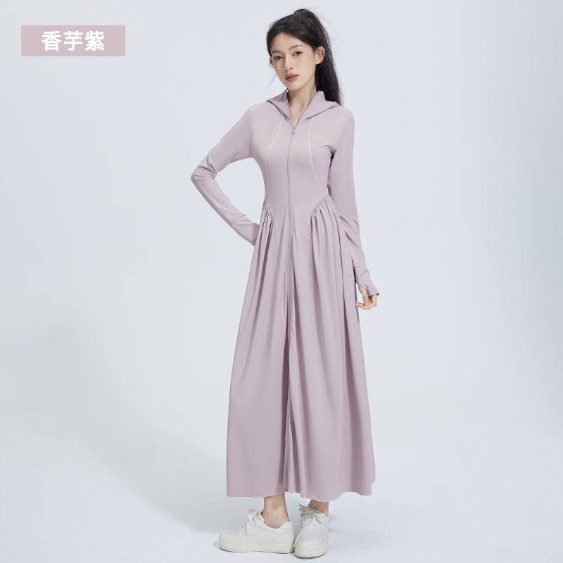 Zauo Cool Sensation Sun Protection Long Dress Purple M