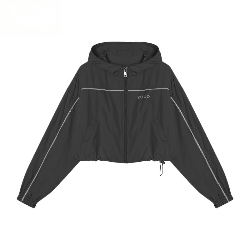 Zauo Sun Protection Clothing Jacket High Street-style Black M