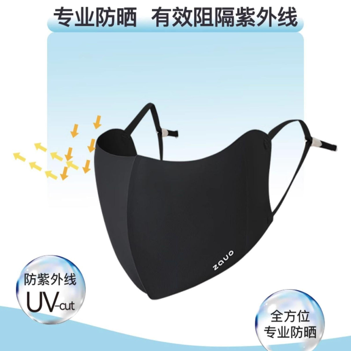 Zauo 3D UV Protection Sun Mask Black