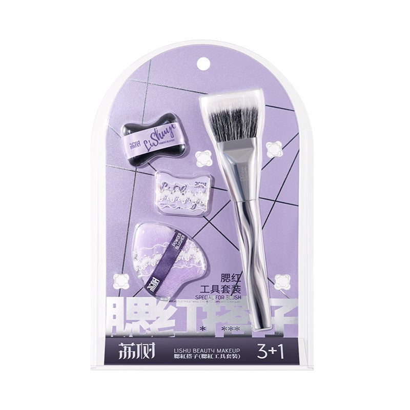 Lishu 3+1 Blush Puff & Brush Set