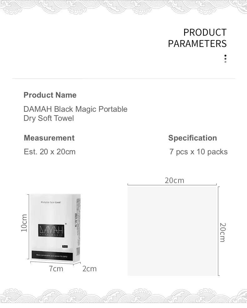 Damah Dark Magic Portable Facial Towel 168pcs