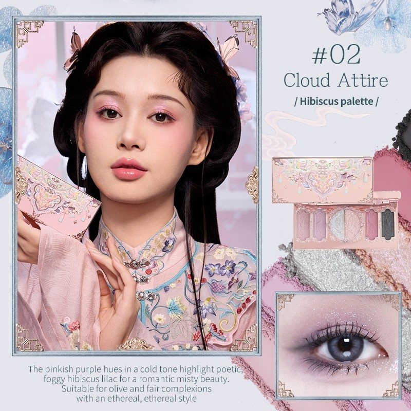Flower Knows Butterfly Cloud Collar Embossed Six-Color Makeup Palette #02 Cloud Attire