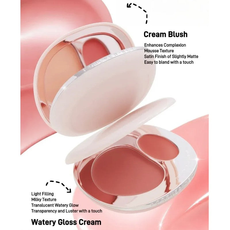 Forever Key Two Tone Blush Cream #N03 Peach Pink 5.5g+1.5g