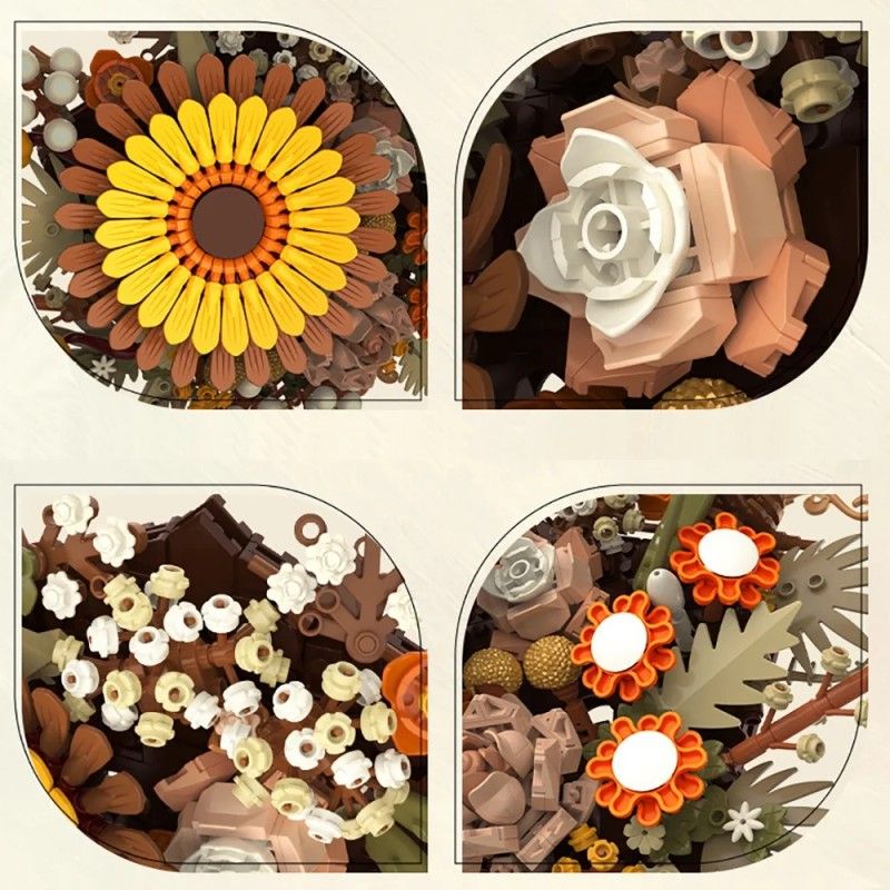 Jaki Bouquet Sunflower Wall Decor Building Blocks Kit JK2511