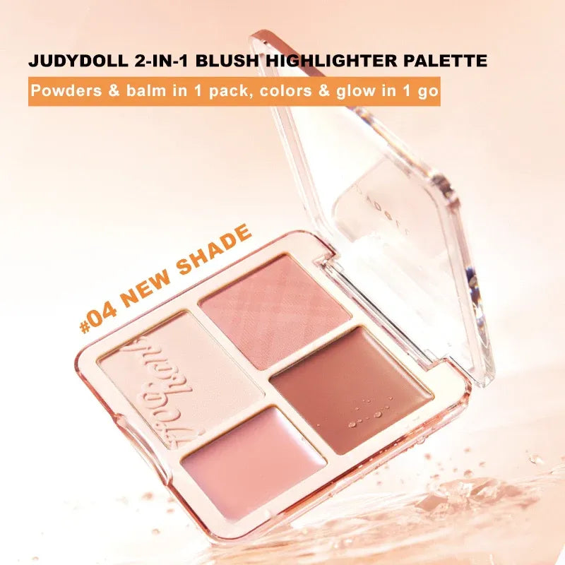 Judydoll 2 in 1 Blush Highlight Palette #02 Fresh Peach