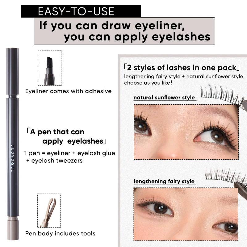 Judydoll Eyelashes & Adhesive Eyeliner Kit #01 Black