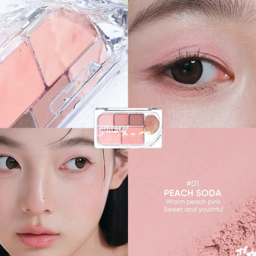 Judydoll DEW-SHINE 6-Color Eyeshadow Palette #01 Peach Soda