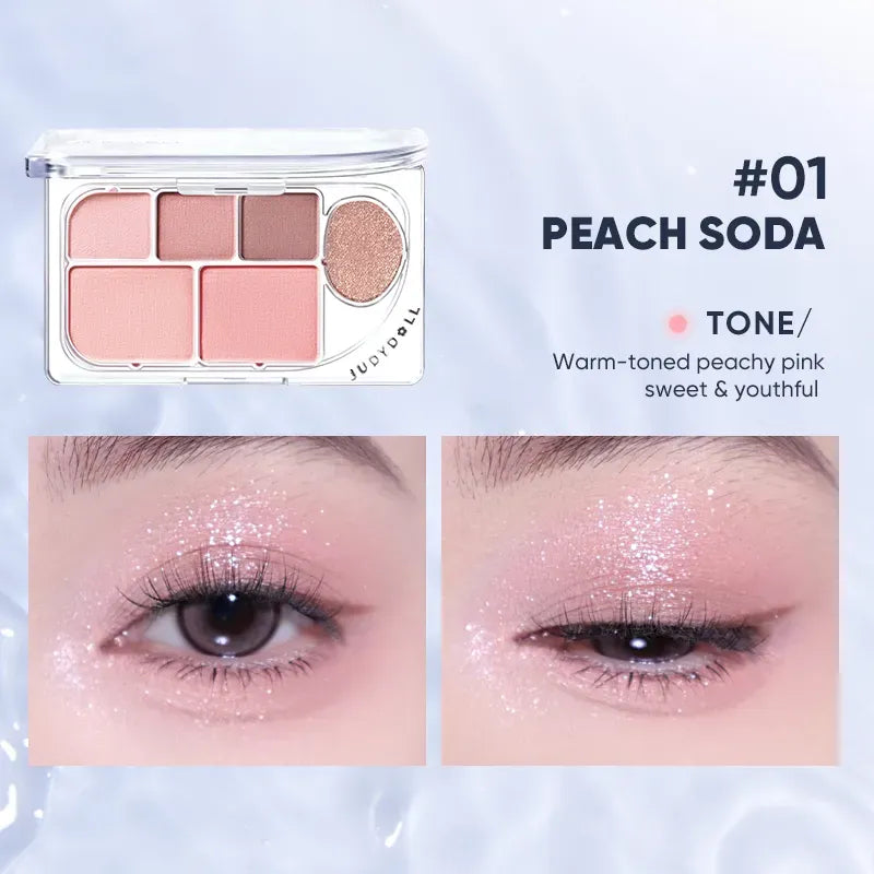 Judydoll DEW-SHINE 6-Color Eyeshadow Palette #01 Peach Soda