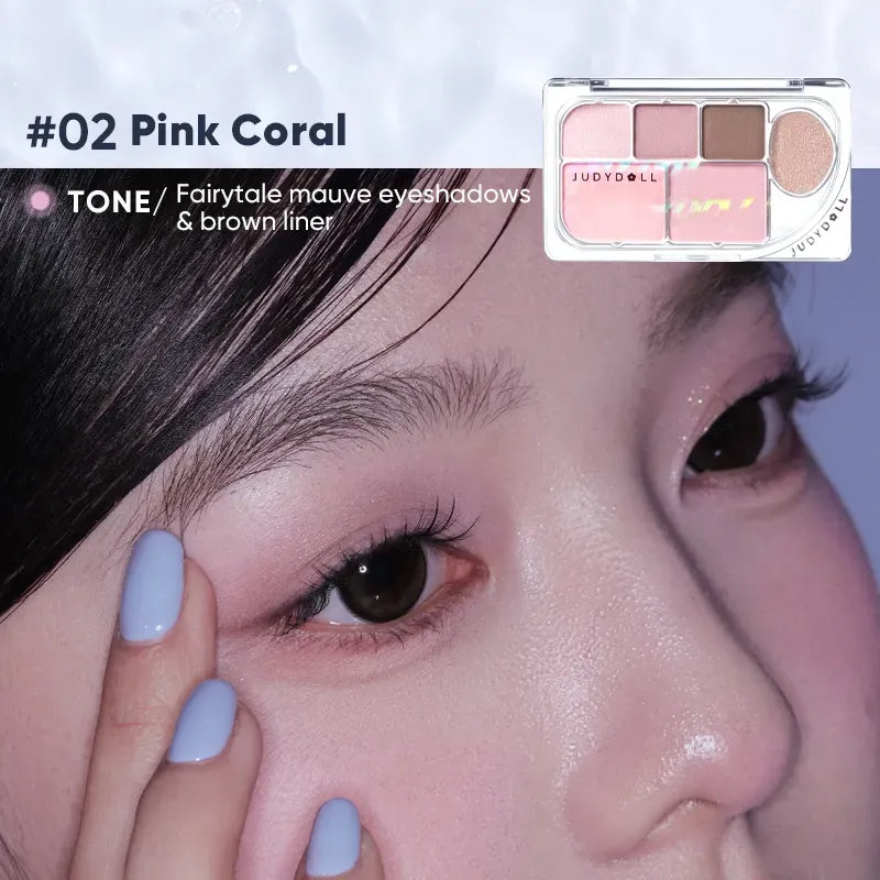 Judydoll DEW-SHINE 6-Color Eyeshadow Palette #02 Pink Coral