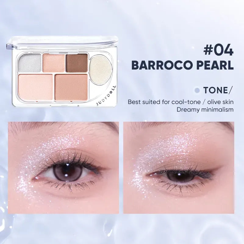 Judydoll Dew-Shine 6 Color Eyeshadow Palette #04 Barroco Pearl