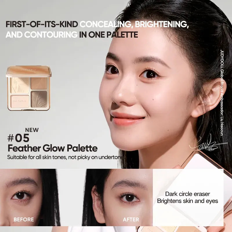 Judydoll 2 IN 1 Highlighter Contour Palette #05 Feather Glow Palette
