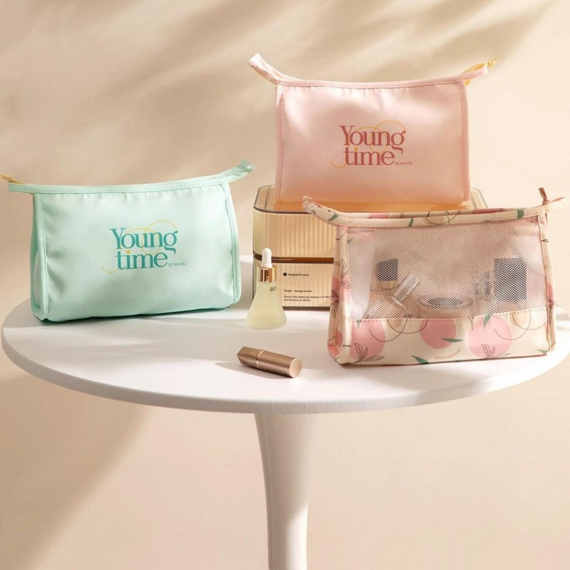 Youngtime Mesh Toiletry Bag Peach Pink 25*17.5*8cm