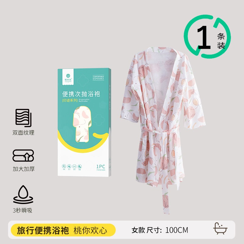 Youngtime Disposable Bathrobe Printed Peach 1pcs
