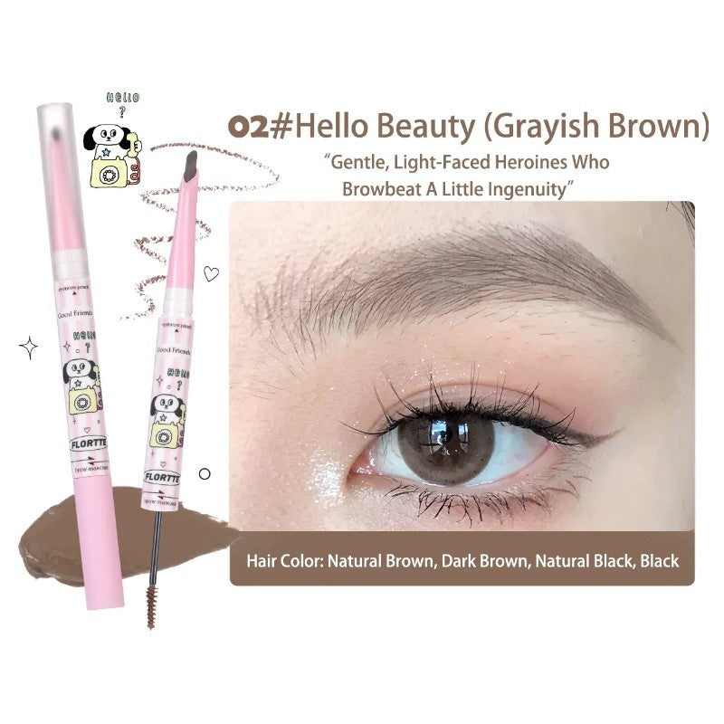 Flortte Good Friends Club Eyebrow Pencil & Brow Mascara #02 Gray Brown
