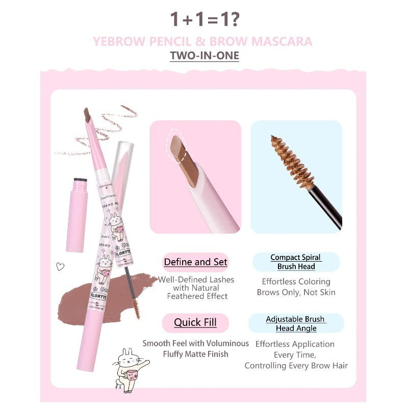 Flortte Good Friends Club Eyebrow Pencil & Brow Mascara #02 Gray Brown