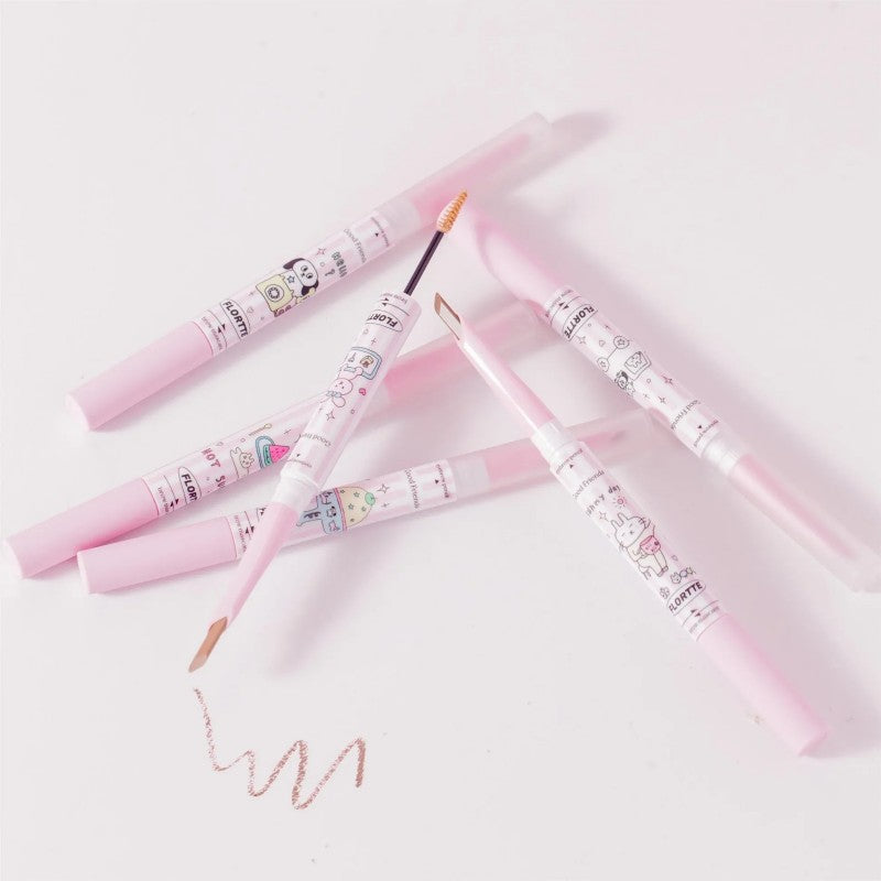 Flortte Good Friends Club Eyebrow Pencil & Brow Mascara #02 Gray Brown