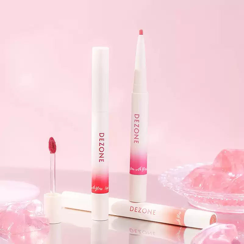 Dezone Dual Head Lip Liner & Watery Lip Gloss #CT03 Ballet Ribbon