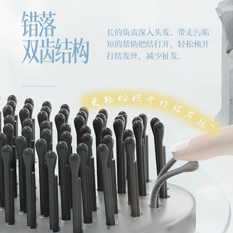 Allsmile Double-Tooth Massage Comb Snow Gray