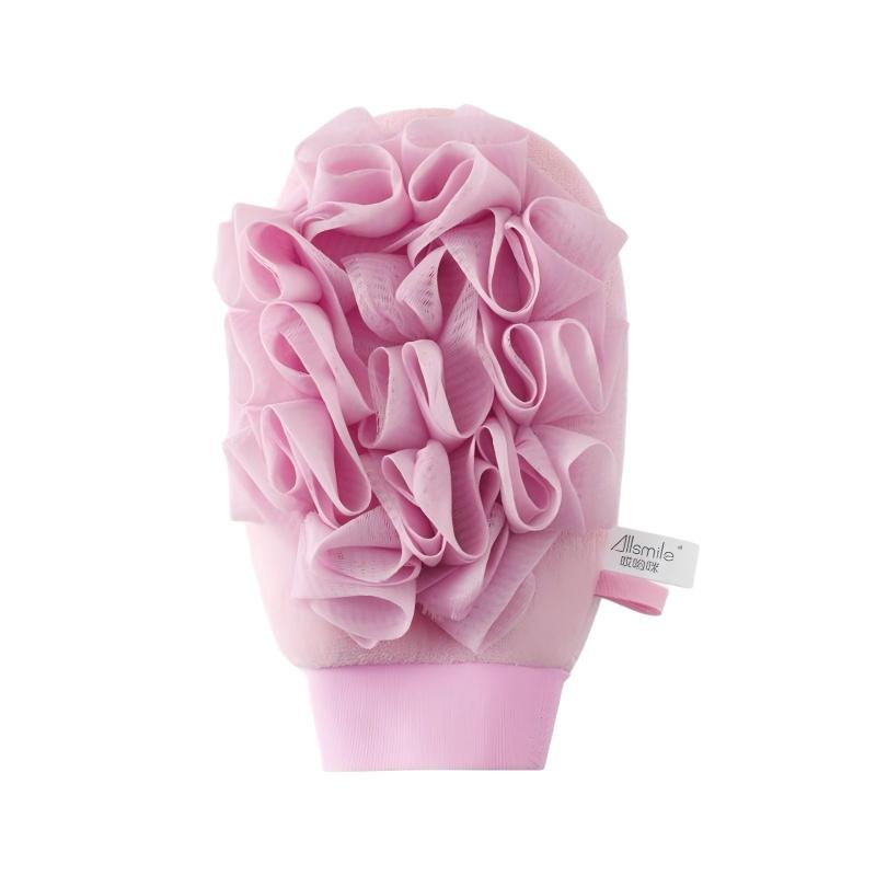 Allsmile Dual-use Loofah Bath Sponge Peach Pink