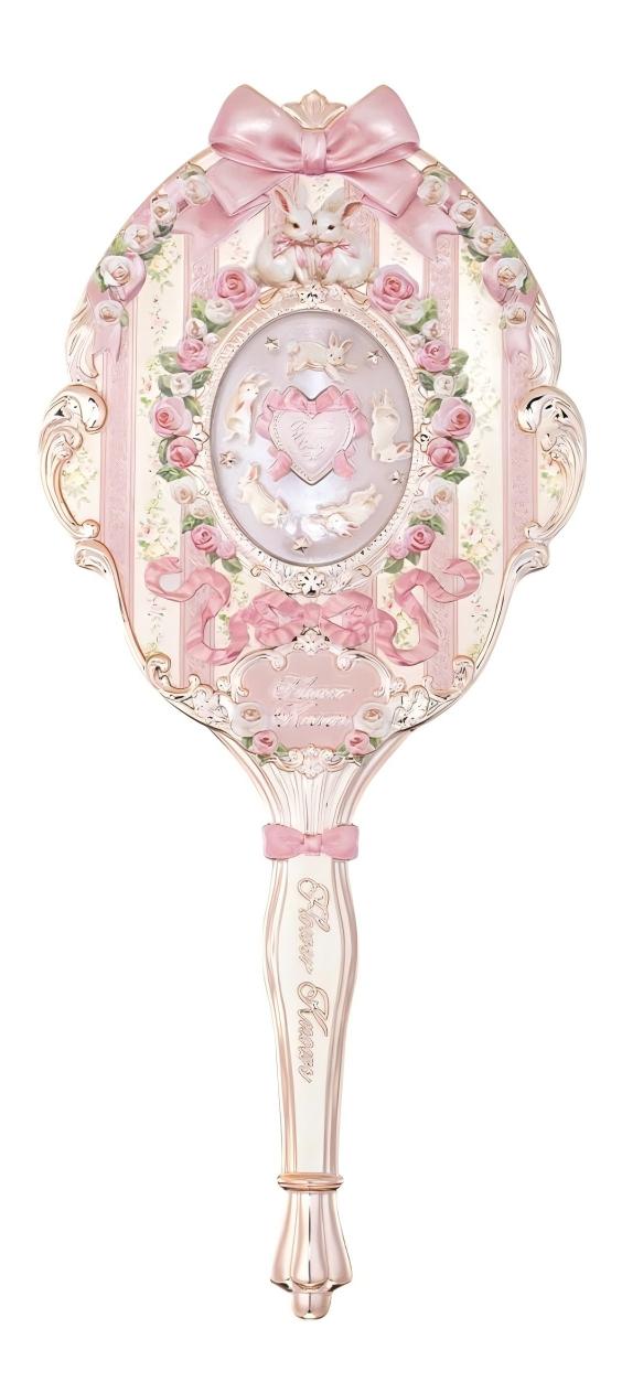 Flower Knows Bunny Garden Hand Mirror Rosette Pink
