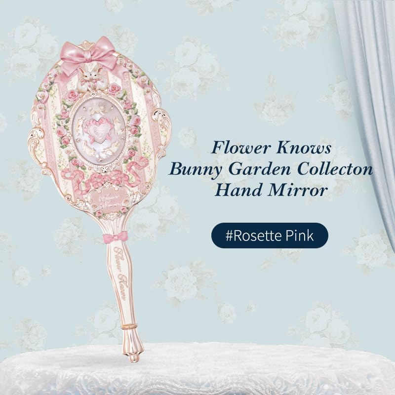 Flower Knows Bunny Garden Hand Mirror Rosette Pink