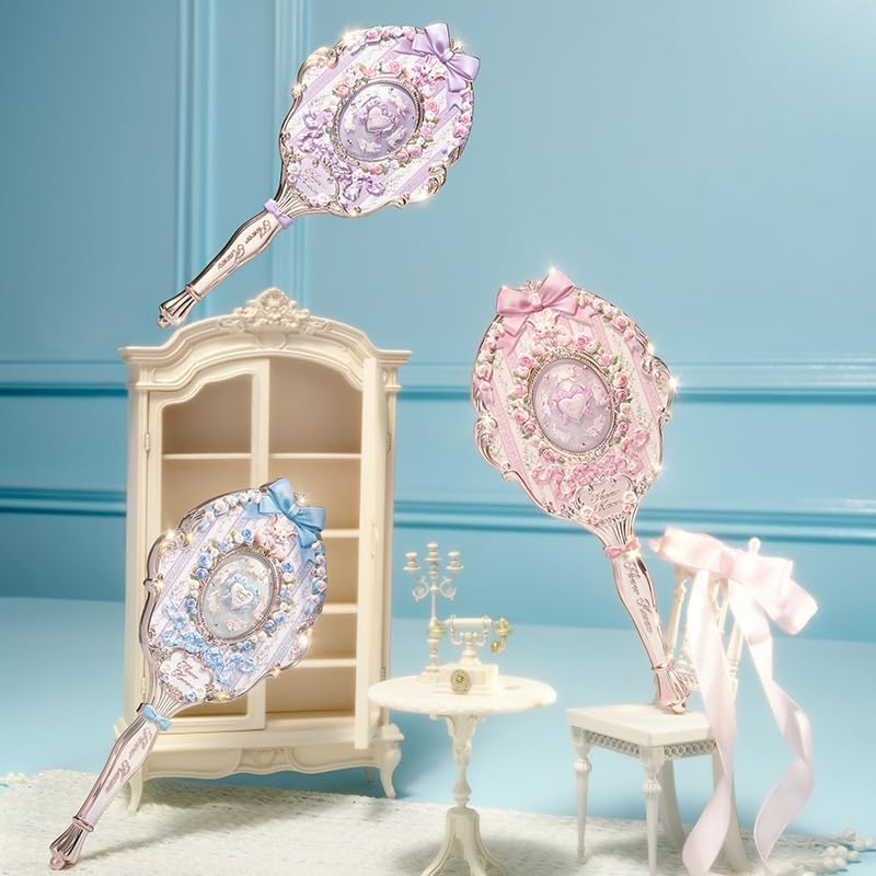 Flower Knows Bunny Garden Hand Mirror Rosette Pink