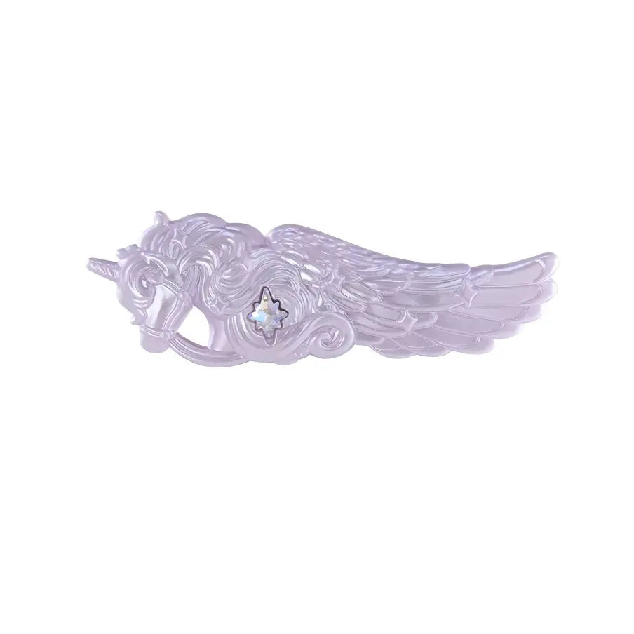 Flower Knows Knight Unicorn Hair Clip Violet Crystal