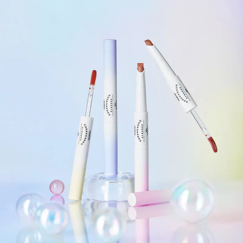 Flortte Rainbow Bubble Dual-Ended Lip Liner & Gloss #R02 Cinnamon Mousse